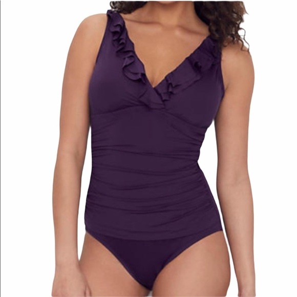 LAUREN Ralph Lauren Ruffle One Piece Swimsuit - Picture 1 of 10